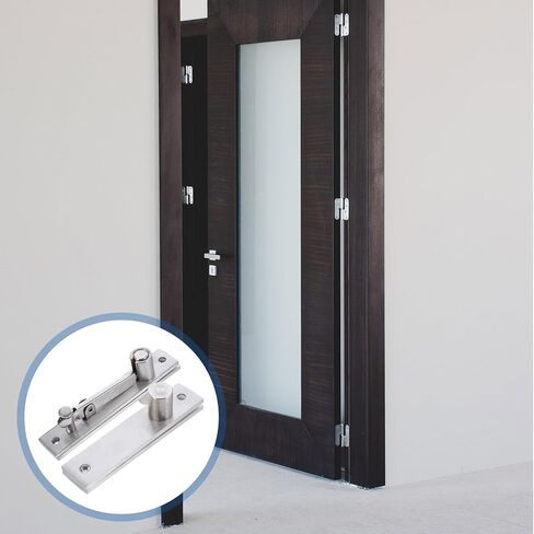 Holibanna Adjustable Stainless Steel Hidden Door Pivot Hinge Heavy Duty Revolving Hinge for Wood Doors with Silver Finish, Suitable for Commercial and Residential Use in Kuwait