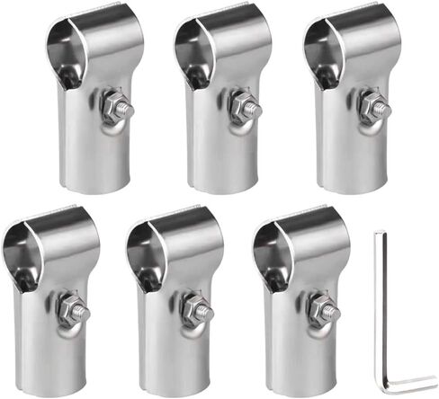 6 Pack 1" End Rail T Clamps Stainless Steel T Pipe Clamp Connector, Chain Link Fence Corner Fitting End Rails,Bolts and Nuts Included in Kuwait