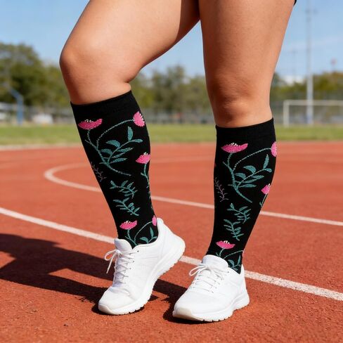 Compression Socks for Women and Men Wide Calf Knee High Stockings for Running Sports Travel Long Flights in Saudi Arabia