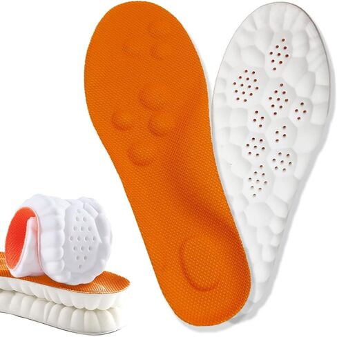 Steppers Insoles for Men Women, 2026 New 4D Cloud Soles Memory Foam Insoles, Trim to Fit Insoles with Arch Support & Cushioned Comfort Breathable(Orange, Men 8-8.5/Women 9.5-10) in Saudi Arabia