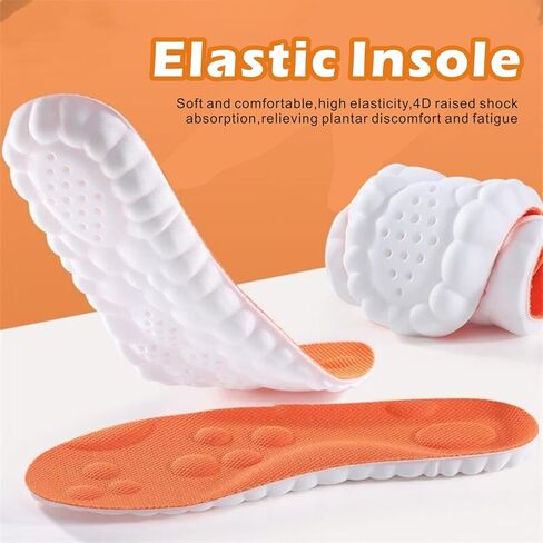 Steppers Insoles for Men Women, 2026 New 4D Cloud Soles Memory Foam Insoles, Trim to Fit Insoles with Arch Support & Cushioned Comfort Breathable(Orange, Men 8-8.5/Women 9.5-10) in Saudi Arabia
