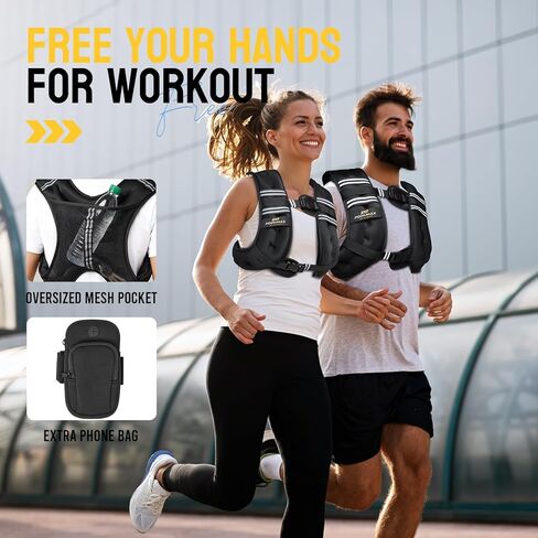 سترة PodiuMax المرجحة للنساء، 6 رطل/8 رطل/12 رطل/16 رطل/20 رطل/25 رطل/30 رطل مع أشرطة قابلة للتعديل وحقيبة هاتف، مقاس مريح، سترة نسائية مرجحة للمشي، تدريب القوة، الجري، بناء العضلات، فقدان الوزن in Kuwait