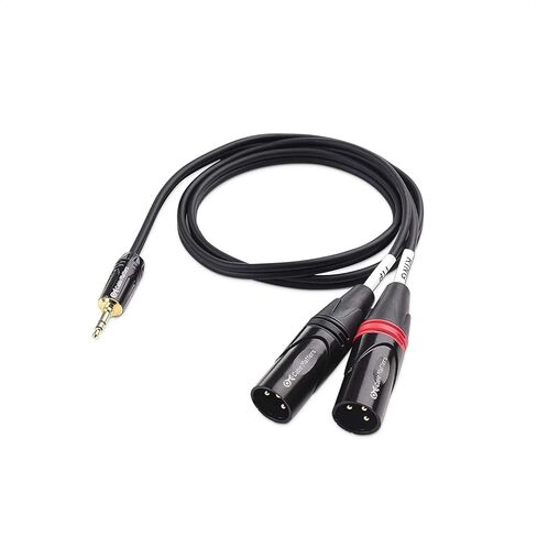 كابل ماترز 3.5 ملم 1/8 بوصة TRS إلى 2 XLR كابل، ذكر إلى ذكر Aux إلى كابل XLR مزدوج - 10 أقدام in Kuwait