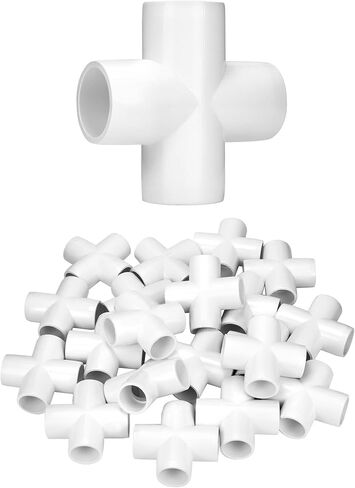 QWORK 4 Way 3/4" Cross PVC Fitting، 20 Pack PVC Fitting Connector، درجة الأثاث، لبناء الأثاث والهياكل البلاستيكية، أبيض in Saudi Arabia