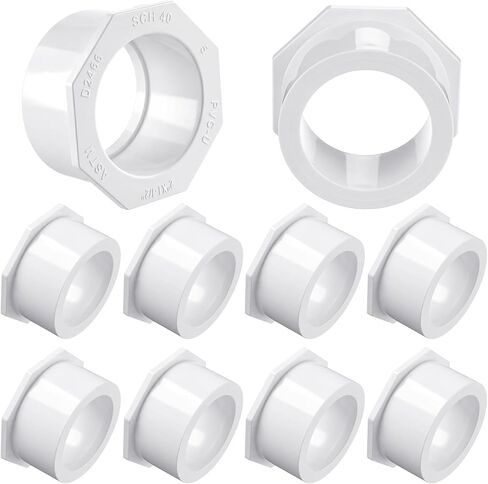 10 قطع 2 بوصة × 1-1/2 بوصة وصلة أنابيب جلبة مخفض PVC لتوصيل السباكة (حنفية × مقبس) ضغط PVC Sch 40 متين للاستخدام المنزلي أو الصناعي in Kuwait