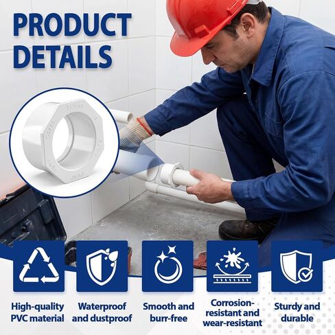10 قطع 2 بوصة × 1-1/2 بوصة وصلة أنابيب جلبة مخفض PVC لتوصيل السباكة (حنفية × مقبس) ضغط PVC Sch 40 متين للاستخدام المنزلي أو الصناعي in Kuwait