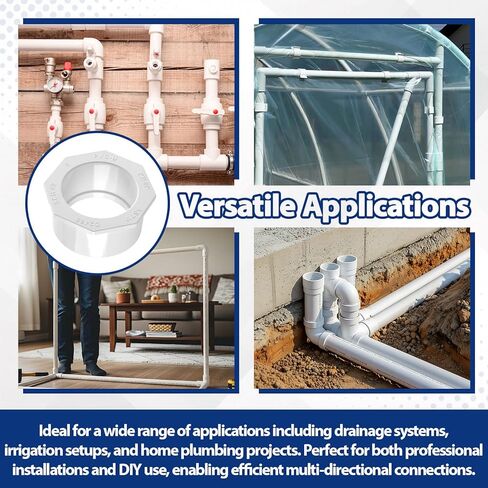 10 قطع 2 بوصة × 1-1/2 بوصة وصلة أنابيب جلبة مخفض PVC لتوصيل السباكة (حنفية × مقبس) ضغط PVC Sch 40 متين للاستخدام المنزلي أو الصناعي in Kuwait