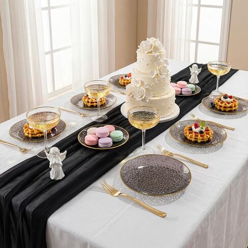 DaYammi 240Pcs Gold Plastic Plates Including 120Pcs Dessert Plates and 120Pcs Cake Forks,Hammered Party Plate,Clear Gold Appetizer plates Heavy duty Disposable Plastic Plate for Party Wedding Birthday in Saudi Arabia