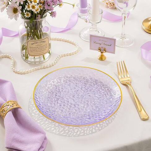 DaYammi 240Pcs Gold Plastic Plates Including 120Pcs Dessert Plates and 120Pcs Cake Forks,Hammered Party Plate,Clear Gold Appetizer plates Heavy duty Disposable Plastic Plate for Party Wedding Birthday in Saudi Arabia