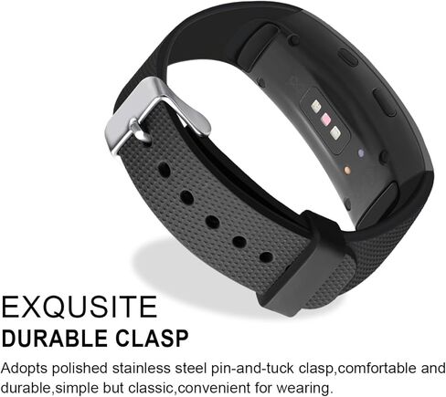 نطاقات Gear Fit2 المتوافقة، حزام بديل من السيليكون لجهاز Samsung Gear Fit 2 & 2 Pro Tracker (أسود جديد) in Kuwait