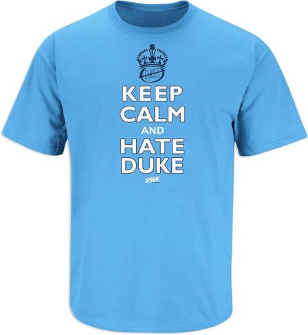 North Carolina Basketball Fans. Keep Calm and Hate Duke Carolina Blue T-Shirt (Sm-5X) (Short Sleeve, X-Large) in Saudi Arabia