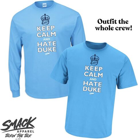 North Carolina Basketball Fans. Keep Calm and Hate Duke Carolina Blue T-Shirt (Sm-5X) (Short Sleeve, X-Large) in Saudi Arabia