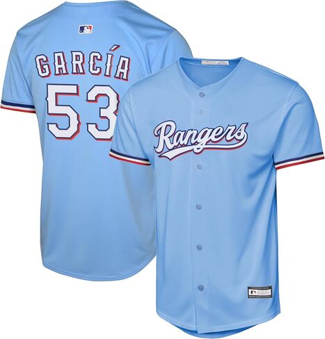 Outerstuff Adolis Garcia Texas Rangers MLB للأطفال الشباب 8-20 جيرسي لاعب بديل أزرق فاتح in Kuwait