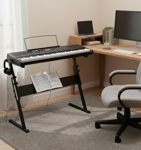Z-shaped Electronic Keyboard Stand, Adjustable Height and Width, Stable Support for 61/88-key Keyboards|Ideal for Home Practice, Stage Performances, and Studio Recording, Compatible with Most Digital Pianos and Synthesizers in Kuwait