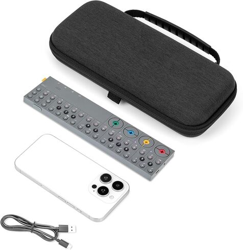 حقيبة حمل للسفر ذات هيكل صلب من GEEKRIA، متوافقة مع جهاز التسلسل المحمول OP-Z من شركة Teenage Engineering، ومركب، وحقيبة آلة الطبل (رمادي داكن) in Kuwait