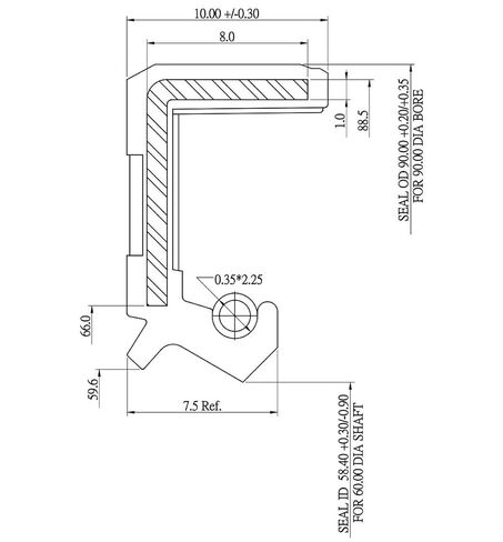 EAI 60mm x 90mm x 10mm FPM/FKM TC Double Lip w/Stainless Steel Spring Oil Seal. Comp. /w Viton Shaft Seal in Saudi Arabia
