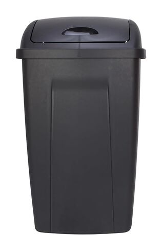 Kitchen Trash Can, 13 Gallon Plastic Garbage Bin with Swing Top Lid, Black,Easy-Open Lid for Quick Hands-Free Use in Saudi Arabia