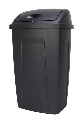 Kitchen Trash Can, 13 Gallon Plastic Garbage Bin with Swing Top Lid, Black,Easy-Open Lid for Quick Hands-Free Use in Saudi Arabia