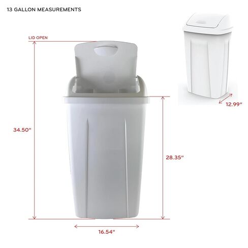 Kitchen Trash Can, 13 Gallon Plastic Garbage Bin with Swing Top Lid, Black,Easy-Open Lid for Quick Hands-Free Use in Saudi Arabia