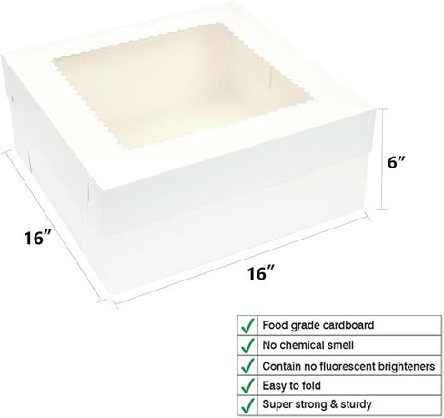 12 عبوة من علب الكيك مقاس 40.64 × 40.64 × 15.24 سم، وصناديق الكيك البيضاء، وحاويات معجنات المخابز للكعك والكب كيك والفطائر ومستلزمات الحفلات in Kuwait