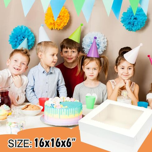 12 عبوة من علب الكيك مقاس 40.64 × 40.64 × 15.24 سم، وصناديق الكيك البيضاء، وحاويات معجنات المخابز للكعك والكب كيك والفطائر ومستلزمات الحفلات in Kuwait