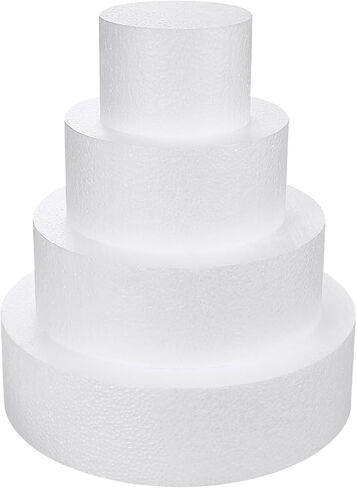 4 Tiers Foam Cake Dummies 4" 6" 8" 10", White Dummy Cakes Styrofoam Sets, 12 Inch Tall Fake Cake, Dummy Cake for Wedding Cake Supplies Decorating Birthday Wedding Display in Kuwait