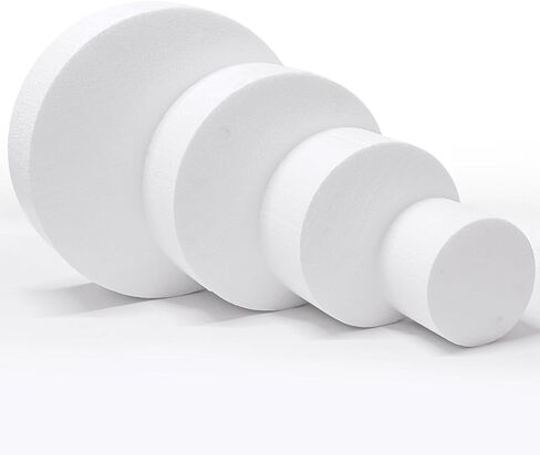 4 Tiers Foam Cake Dummies 4" 6" 8" 10", White Dummy Cakes Styrofoam Sets, 12 Inch Tall Fake Cake, Dummy Cake for Wedding Cake Supplies Decorating Birthday Wedding Display in Kuwait