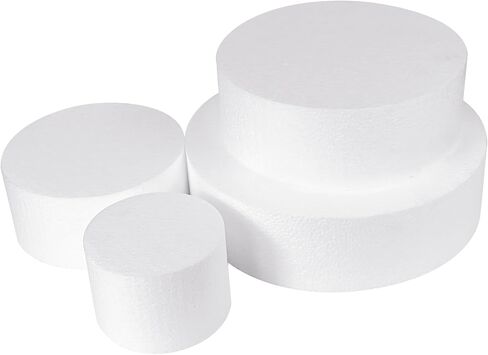 4 Tiers Foam Cake Dummies 4" 6" 8" 10", White Dummy Cakes Styrofoam Sets, 12 Inch Tall Fake Cake, Dummy Cake for Wedding Cake Supplies Decorating Birthday Wedding Display in Kuwait