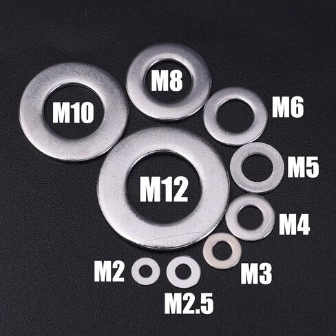 684PCS Stainless Steel Flat Washer M2 M2.5 M3 M4 M5 M6 M8 M10 Plain Washer Gaskets Metal Washers Rings Screw Assortment Kits in Saudi Arabia
