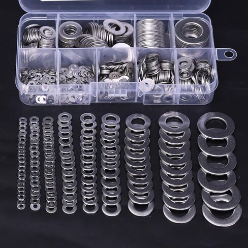 684PCS Stainless Steel Flat Washer M2 M2.5 M3 M4 M5 M6 M8 M10 Plain Washer Gaskets Metal Washers Rings Screw Assortment Kits in Saudi Arabia