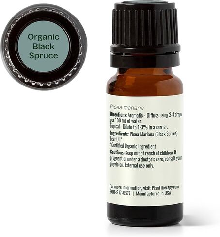 Plant Therapy Organic Black Spruce 10 mL (1/3 oz) Essential Oil 100% Pure, Undiluted, USDA Certified Organic, Aromatherapy, Fresh Scent, Respiratory Support in Saudi Arabia