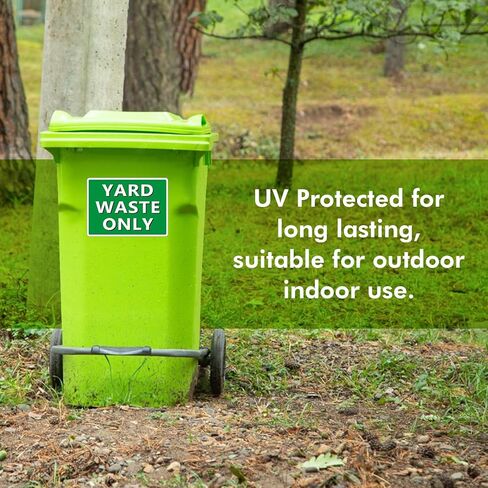 2 Pack Yard Waste Stickers for Trash Can,10" x 7" Vinyl Yard Waste Only Sign,Recycle Decals for Trash Barrels, Strong Self-adhesive,Waterproof & UV-Resistant,Easy to Remove Green in Kuwait