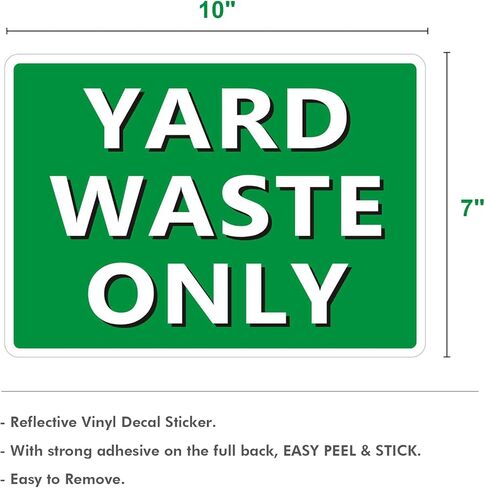 2 Pack Yard Waste Stickers for Trash Can,10" x 7" Vinyl Yard Waste Only Sign,Recycle Decals for Trash Barrels, Strong Self-adhesive,Waterproof & UV-Resistant,Easy to Remove Green in Kuwait