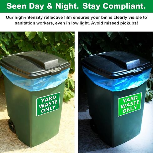 2 Pack Yard Waste Stickers for Trash Can,10" x 7" Vinyl Yard Waste Only Sign,Recycle Decals for Trash Barrels, Strong Self-adhesive,Waterproof & UV-Resistant,Easy to Remove Green in Kuwait