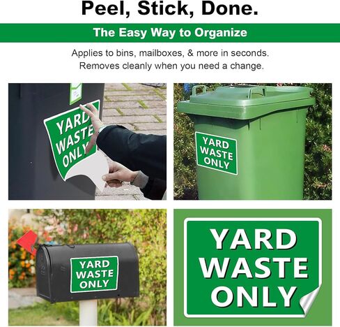 2 Pack Yard Waste Stickers for Trash Can,10" x 7" Vinyl Yard Waste Only Sign,Recycle Decals for Trash Barrels, Strong Self-adhesive,Waterproof & UV-Resistant,Easy to Remove Green in Kuwait