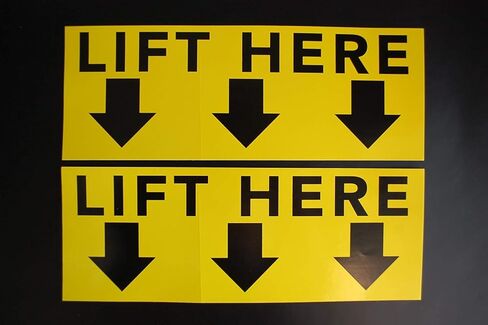 ملصق من الفينيل Lift Here (عبوة من قطعتين) 10 بوصة × 3.75 بوصة علامة أمان للاستخدام الداخلي والخارجي مقاومة للماء قابلة للتقشير والعصا (X2PS82) in Kuwait