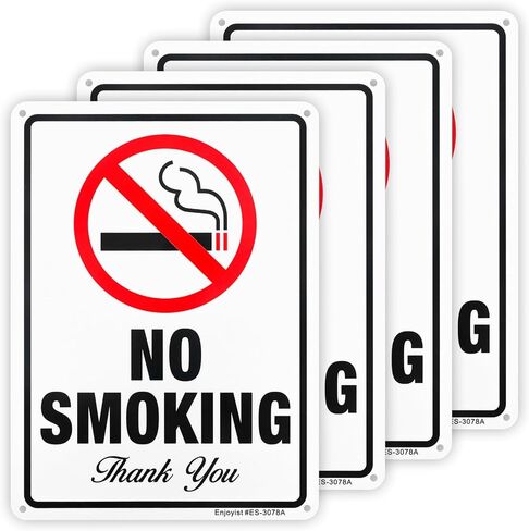 4 Pack No Smoking Thank You Sign, 10"x 7" .040 Rust Free Aluminum – Reflective, UV Protected and Weatherproof in Saudi Arabia