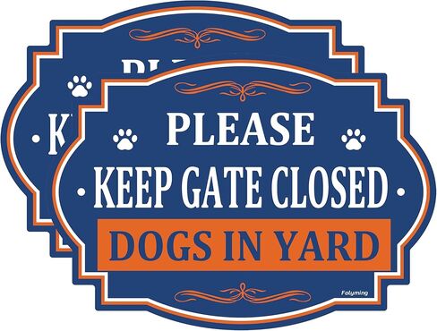 Please Keep Gate Closed Dogs In Yard Sign Door Sign 10x7 Inch Rust-Free Aluminum Reflective Weatherproof Navy For High Visibility Perfect For Dog Lovers Easy Install 2 Pack Blue/Orange in Saudi Arabia