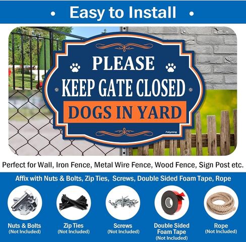 Please Keep Gate Closed Dogs In Yard Sign Door Sign 10x7 Inch Rust-Free Aluminum Reflective Weatherproof Navy For High Visibility Perfect For Dog Lovers Easy Install 2 Pack Blue/Orange in Saudi Arabia