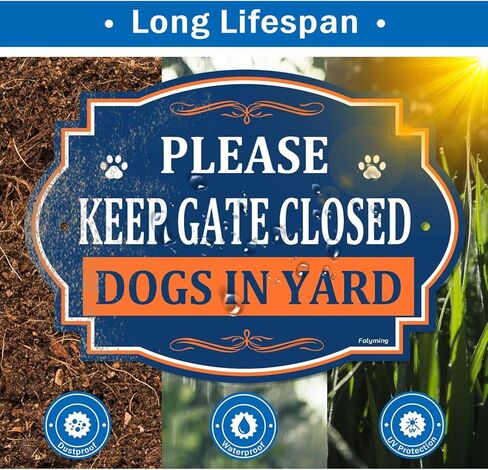 Please Keep Gate Closed Dogs In Yard Sign Door Sign 10x7 Inch Rust-Free Aluminum Reflective Weatherproof Navy For High Visibility Perfect For Dog Lovers Easy Install 2 Pack Blue/Orange in Saudi Arabia