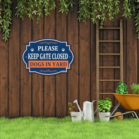 Please Keep Gate Closed Dogs In Yard Sign Door Sign 10x7 Inch Rust-Free Aluminum Reflective Weatherproof Navy For High Visibility Perfect For Dog Lovers Easy Install 2 Pack Blue/Orange in Saudi Arabia