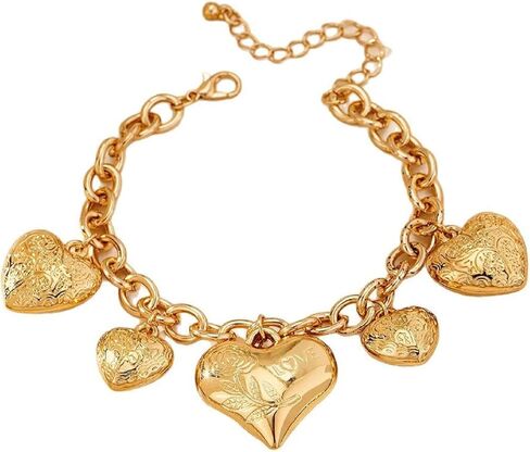 FUTIMELY Chunky Gold Heart Charm Bracelets for Women,Exaggerated Large Puffy Heart Chain Link Bracelet,Punk Y2k Love Jewelry for Valentine'S Day in Saudi Arabia