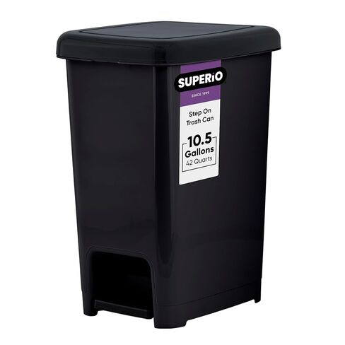 Superio Slim Plastic Trash Can with Foot Pedal 4 Gallon Step-On Garbage Can for Bathroom, Kitchen, Office & Dorm Room Black in Saudi Arabia