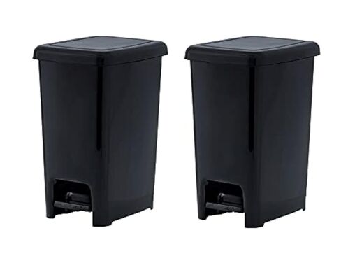Superio Slim Plastic Trash Can with Foot Pedal 4 Gallon Step-On Garbage Can for Bathroom, Kitchen, Office & Dorm Room Black in Saudi Arabia