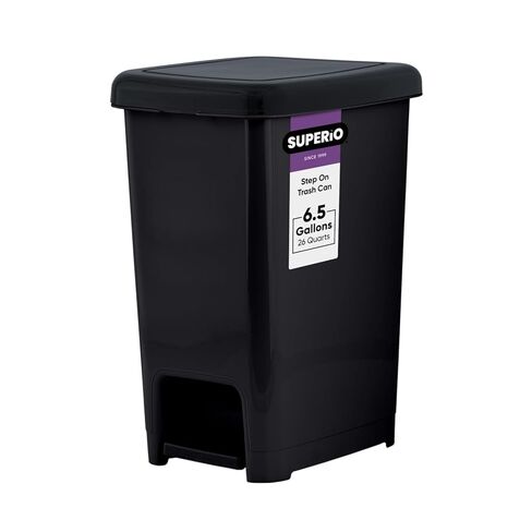 Superio Slim Plastic Trash Can with Foot Pedal 4 Gallon Step-On Garbage Can for Bathroom, Kitchen, Office & Dorm Room Black in Saudi Arabia