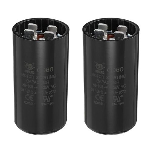 MECCANIXITY CD60 مكثف 850-1020 UF/Mfd، 125 VAC CD60 تشغيل المحرك مكثف لبدء تشغيل محرك المروحة الكهربائية (أسود، حزمة من 2) in Saudi Arabia