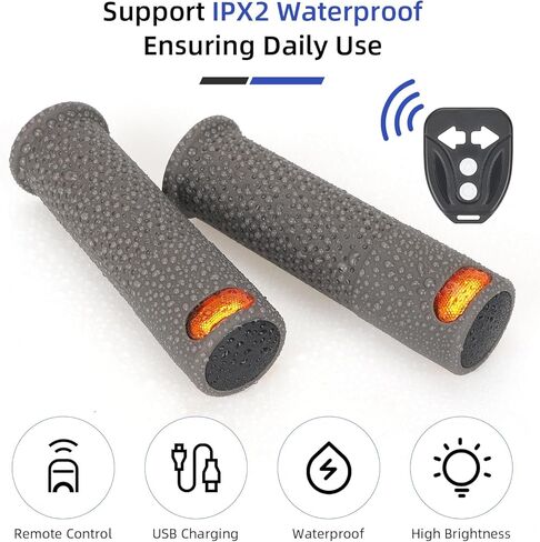 ulip E Scooter Turn Signal، مقابض مقبض سكوتر قابلة للشحن USB، ضوء تحذير ذكي للمقود مع جهاز تحكم عن بعد، مقاوم للماء متوافق مع XIAOMI M365/Pro2/1S Ninebot G30/ES1/ES2/ES4 in Saudi Arabia