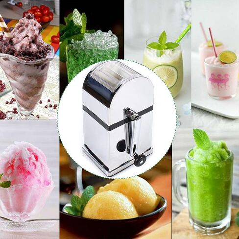 دليل كسارة الثلج، ماكينة حلاقة ثلج منزلية من الفولاذ المقاوم للصدأ من أجل حلاقة خشنة سريعة أو حلاقة أو سحق ناعم لرقائق مخروط الثلج أو السلاش، كسارة ثلج تعمل بذراع يدوي in Kuwait