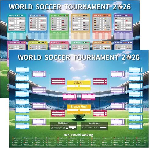 YOFANUP World Cup Schedule 2026 Poster, 2 Pcs Match Schedule, World Cup Merchandise 2026, Soccer Party Decorations, Office Home Football Poster, 23.6x33 inches, Great Gifts for Soccer Fans (A1) in Kuwait