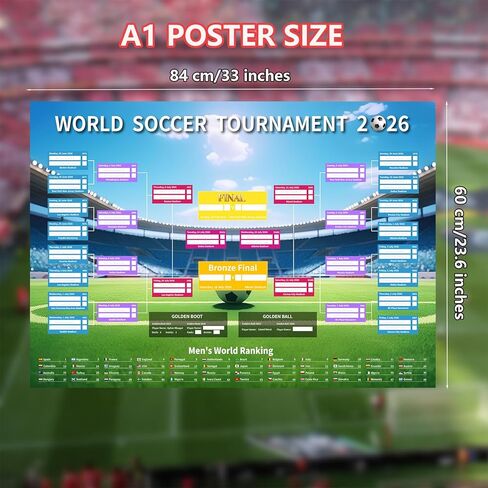 YOFANUP World Cup Schedule 2026 Poster, 2 Pcs Match Schedule, World Cup Merchandise 2026, Soccer Party Decorations, Office Home Football Poster, 23.6x33 inches, Great Gifts for Soccer Fans (A1) in Kuwait